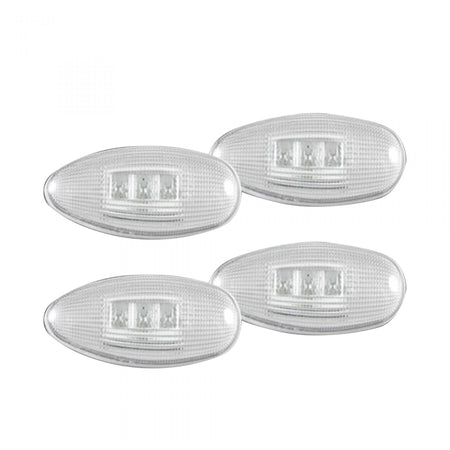 GMC Sierra &amp; Chevy Silverado 99-14 Red &amp; White Fender Light LED Clear w/ Chrome Trim