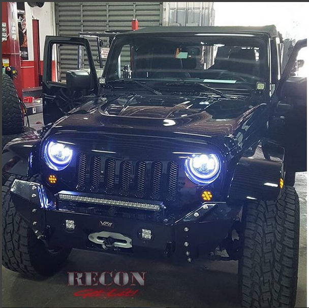 Jeep JK Wrangler 07-18 Round Front Turn Signal Fender Light Amber LED Smoked