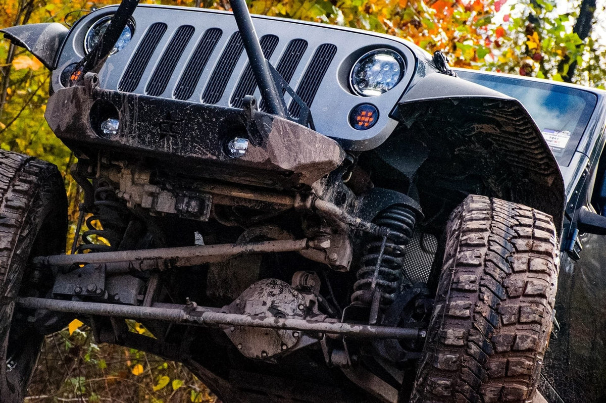 Jeep JK Wrangler 07-18 Round Front Turn Signal Fender Light Amber LED Smoked