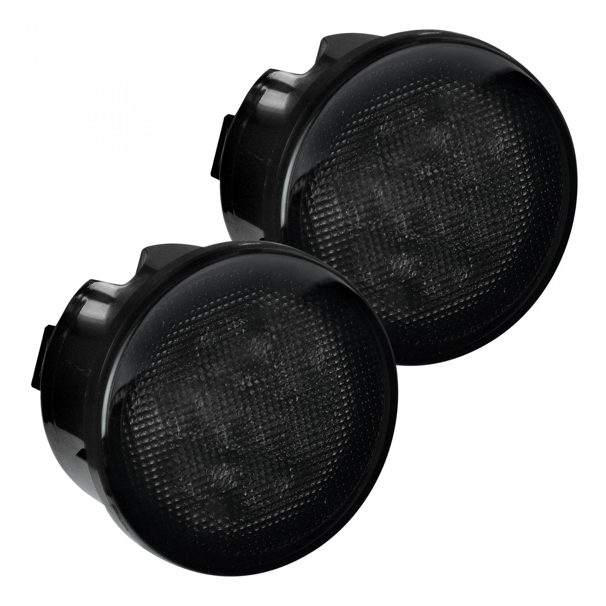 Jeep JK Wrangler 07-18 Round Front Turn Signal Fender Light White LED Smoked