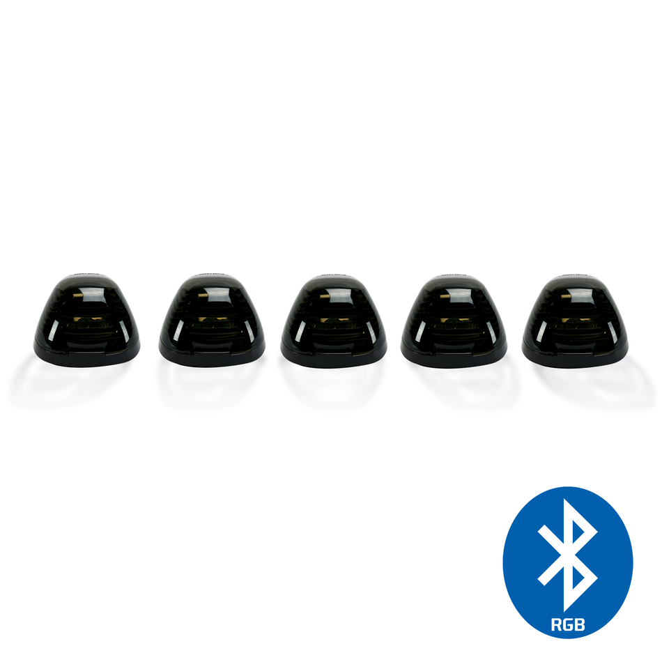 Ford 99-16 Superduty (5-Piece Set) Smoked Cab Roof Light Lens with RGB (Multi-Colored) High-Power LED's - (Attn: This part is for trucks that DID NOT come with factory installed cab roof lights)