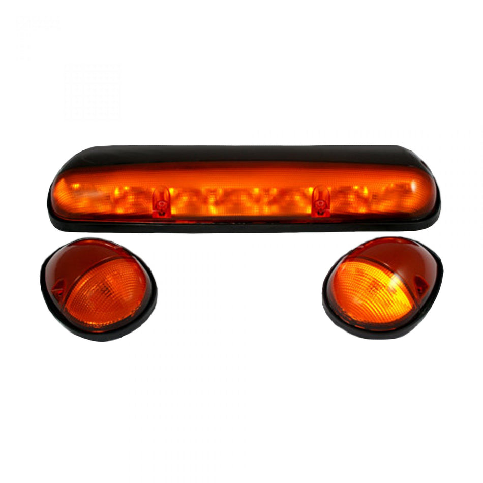 GMC &amp; Chevy 02-07 Heavy Duty 3 Piece Cab Roof Light LED Amber Lens in Amber