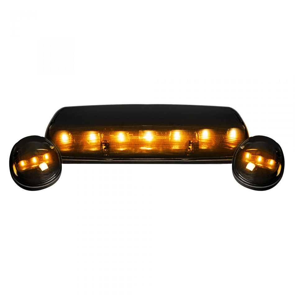 GMC &amp; Chevy 02-07 Heavy Duty 3 Piece Cab Roof Light LED Smoked Lens in Amber