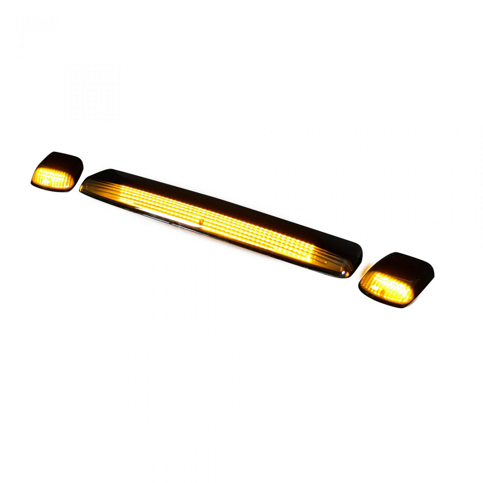GMC &amp; Chevy 15-19 Heavy Duty 3 Piece Cab Roof Lights LED Smoked Lens in Amber