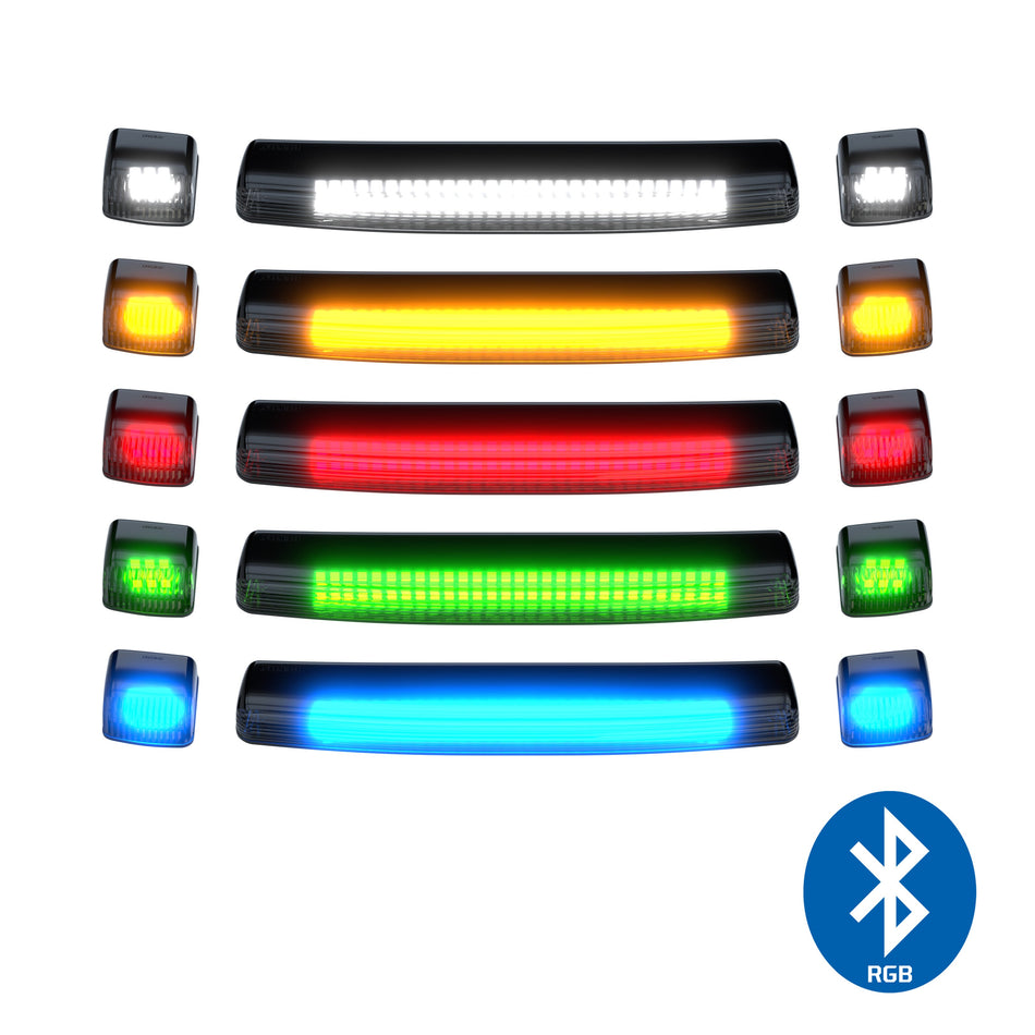 GMC & Chevy 15-19 (3rd GEN Body Style) Heavy-Duty (3-Piece Set) Smoked Cab Roof Light Lens with RGB (Multi-Colored) High-Power LED's