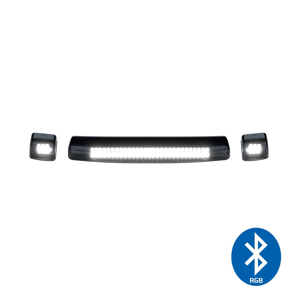 GMC & Chevy 15-19 (3rd GEN Body Style) Heavy-Duty (3-Piece Set) Smoked Cab Roof Light Lens with RGB (Multi-Colored) High-Power LED's