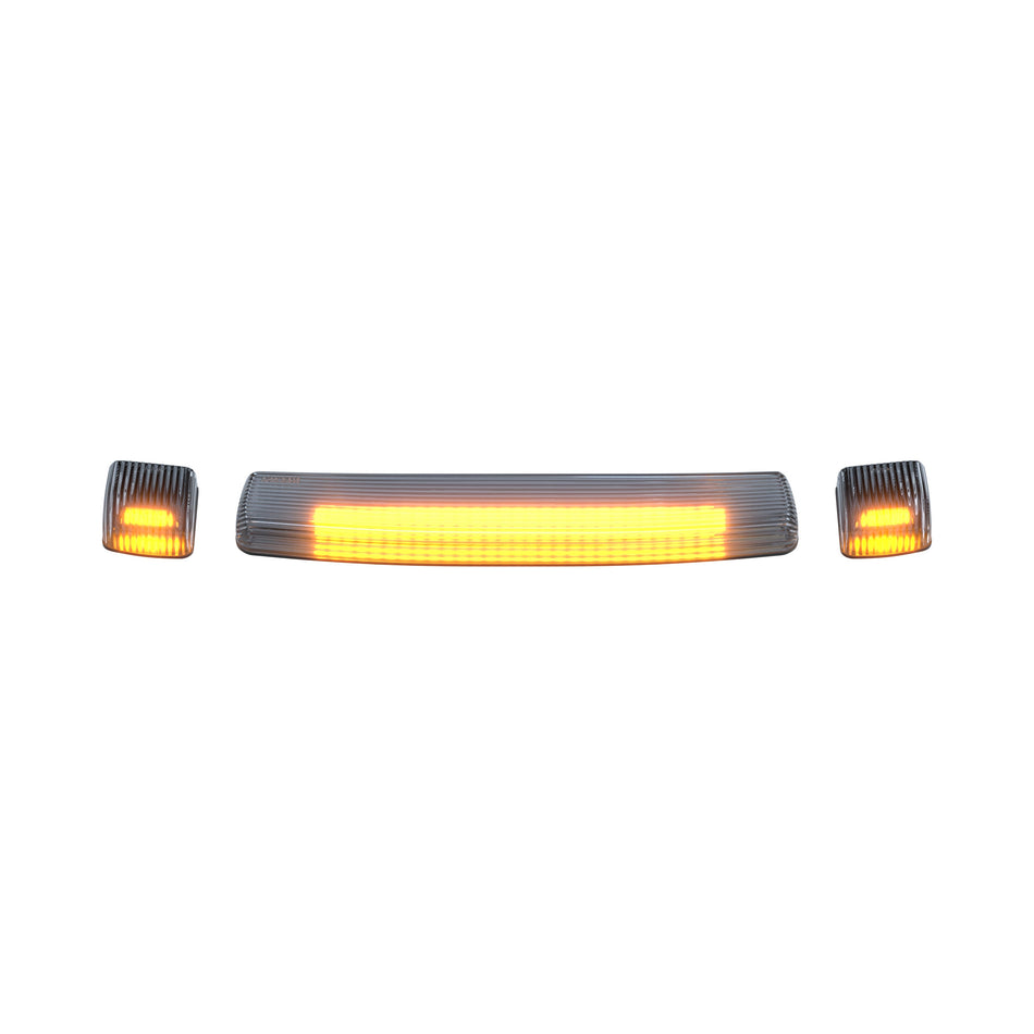 GMC & Chevy 15-19 Heavy Duty 3 Pc Cab Roof Light Set Clear Lens Amber