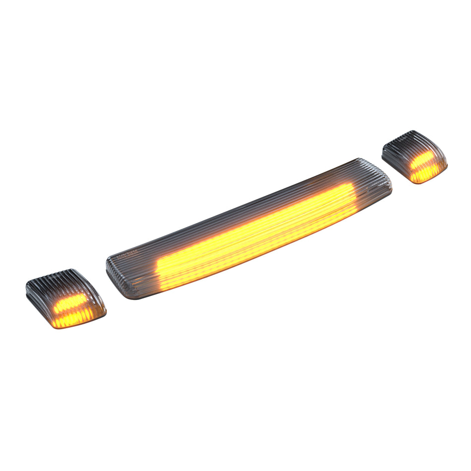 GMC & Chevy 15-19 Heavy Duty 3 Pc Cab Roof Light Set Clear Lens Amber