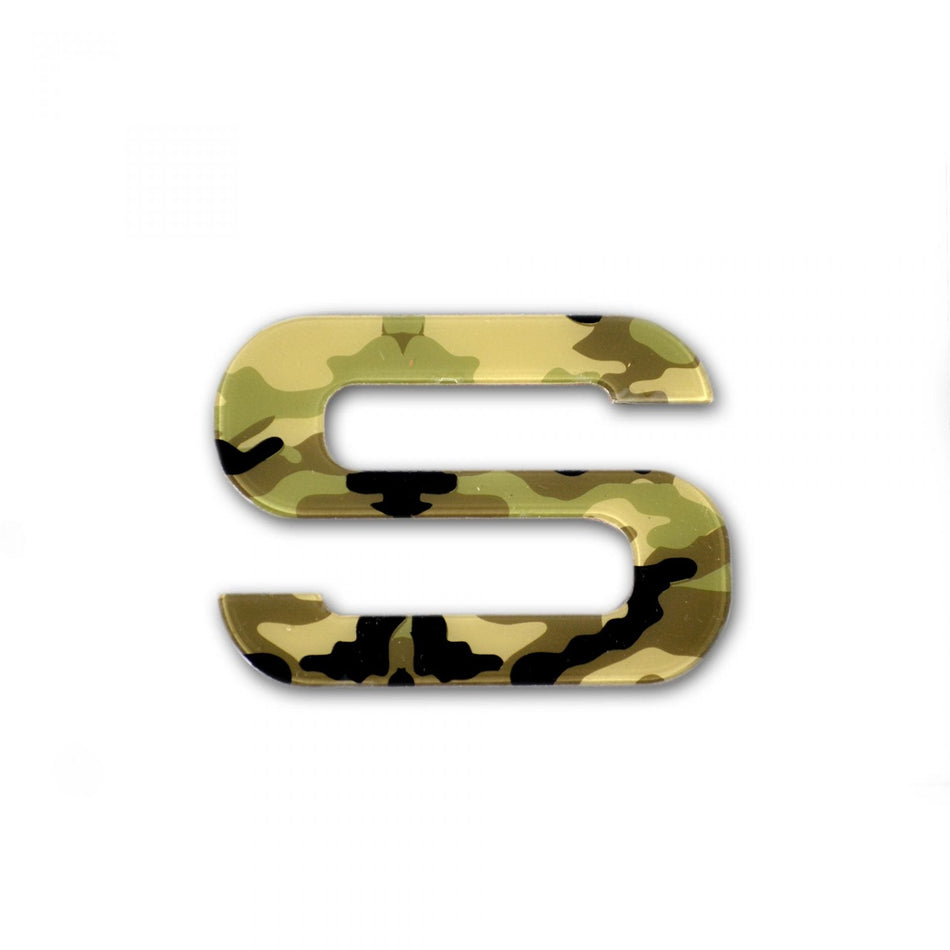 Ford Super Duty 08-16 3-Piece Set (Front HOOD - Rear TAILGATE - Interior DASHBOARD) Acrylic Emblem Inserts in White Camo
