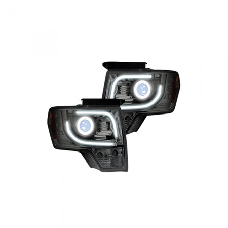 Ford F150 &amp; Raptor 09-14 Projector Headlights OLED Halos &amp; DRL Clear/Chrome