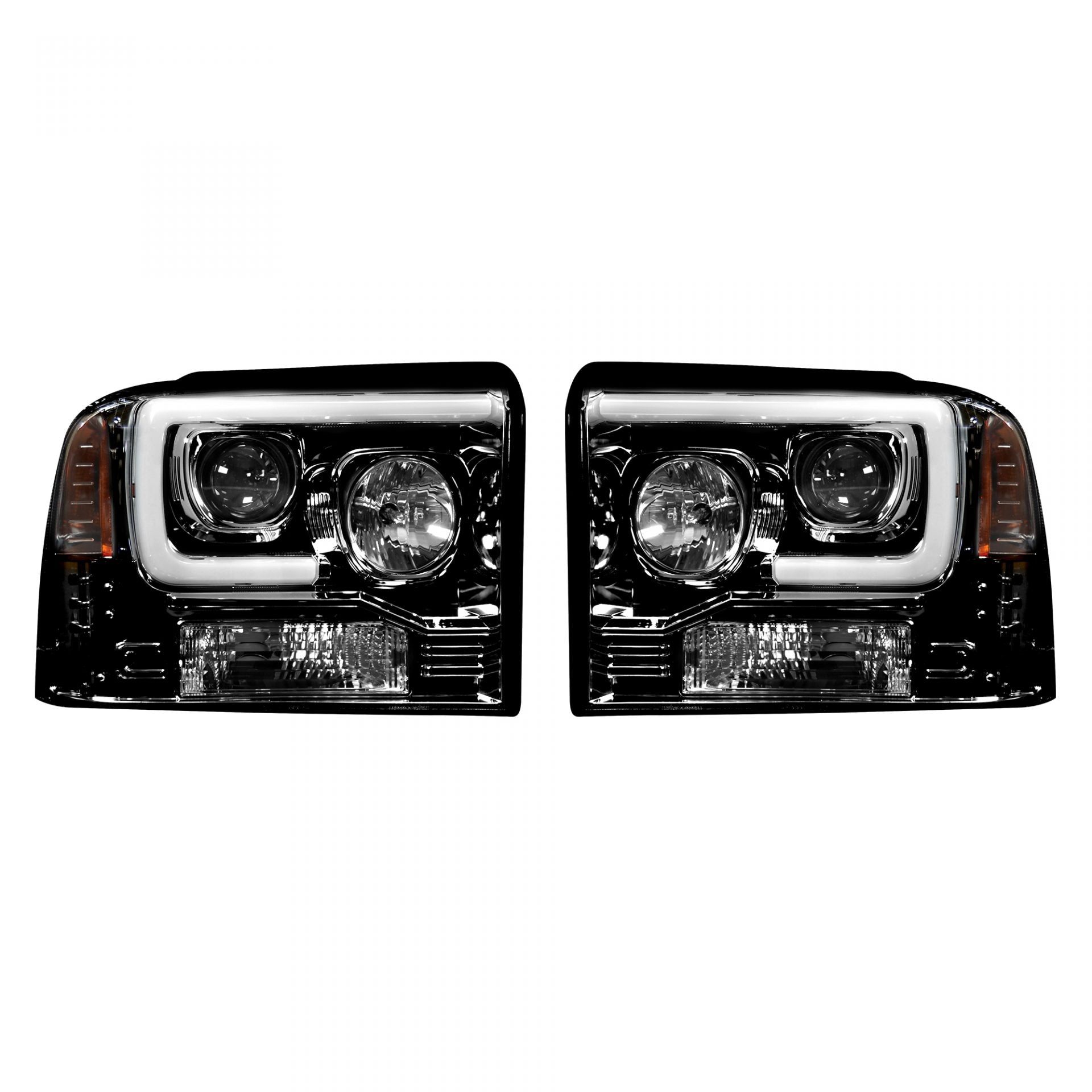 Ford Super Duty 05/07 Projector Headlights OLED Halos DRL Smoked/Black