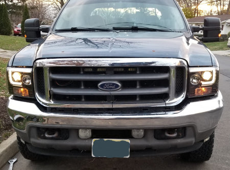 Ford Super Duty 99-04 Projector Headlights OLED Halos DRL Smoked/Black