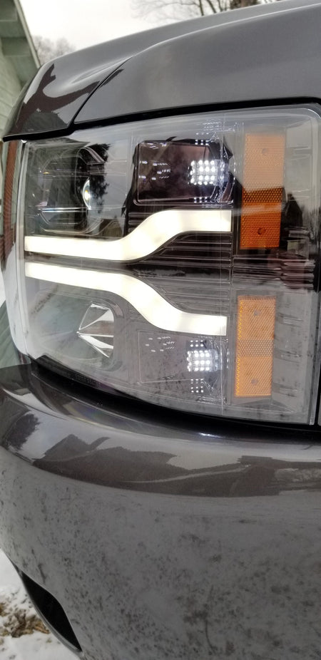 Chevy Silverado 07-13 Projector Headlights OLED Halos DRL Smoked/Black