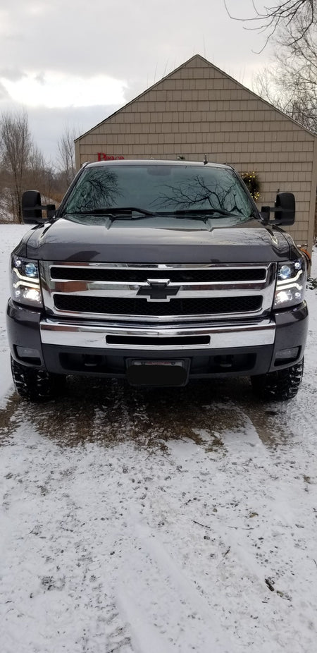 Chevy Silverado 07-13 Projector Headlights OLED Halos DRL Smoked/Black