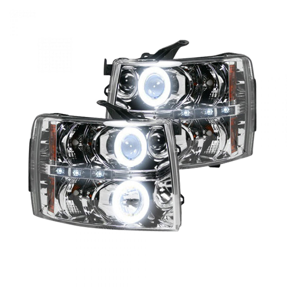 Chevrolet Silverado 07-14 (2nd GEN 3500 Dually) Projector Headlights CCFL Halos & DRL Clear/Chrome