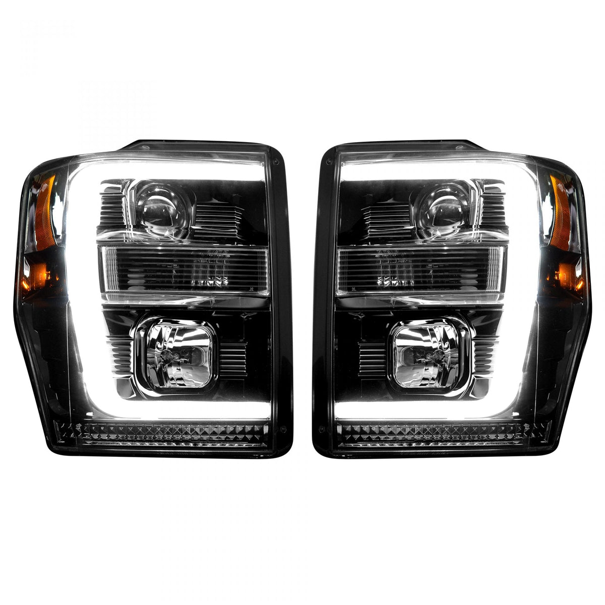 Ford Super Duty 08-10 Projector Headlights OLED Halos DRL Smoked/Black