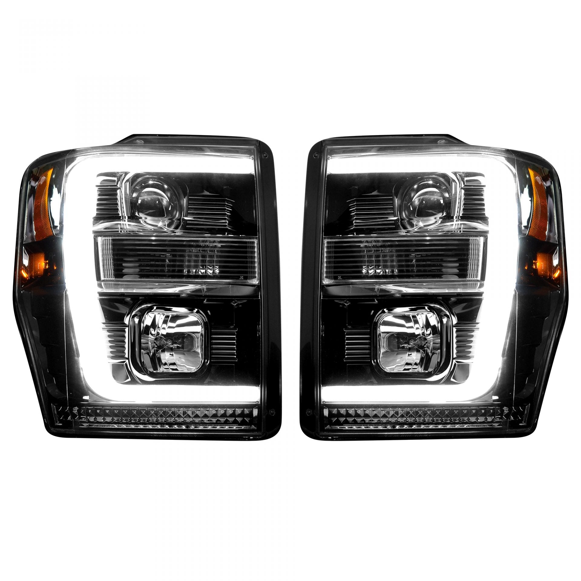 Ford Super Duty 08-10 Projector Headlights OLED Halos DRL Smoked/Black
