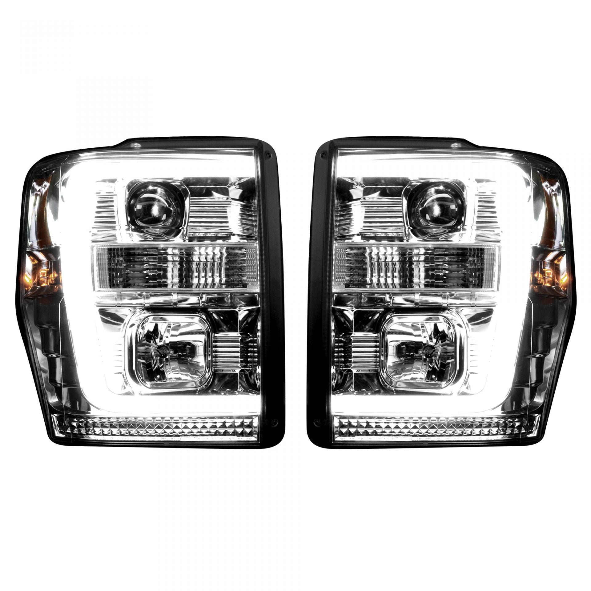 Ford Super Duty 08-10 Projector Headlights OLED Halos DRL Clear/Chrome