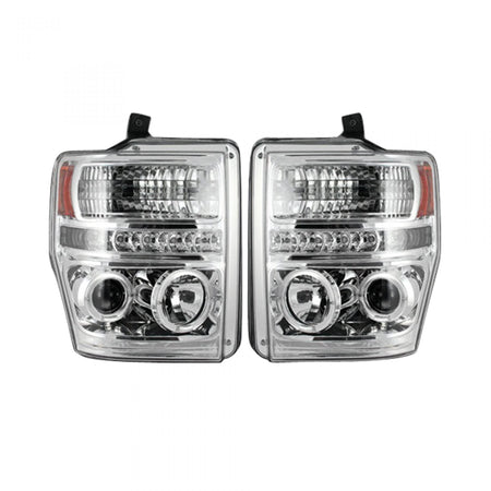 Ford Super Duty 08-10 Projector Headlights in Clear/Chrome