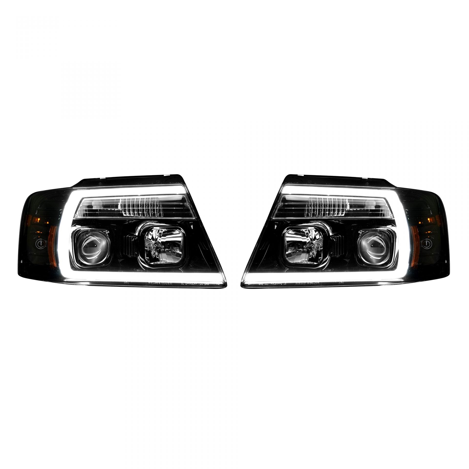 Ford F150 04-08 Projector Headlights OLED Halos &amp; DRL in Smoked/Black