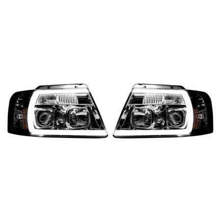 Ford F150 04-08 Projector Headlights OLED Halos &amp; DRL in Clear/Chrome