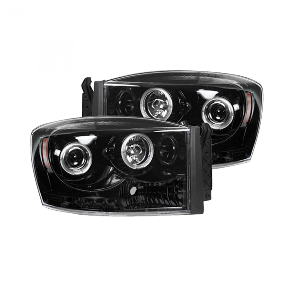 Dodge RAM 06-08 1500 &amp; 06-09 2500/3500 PROJECTOR HEADLIGHTS - Smoked / Black