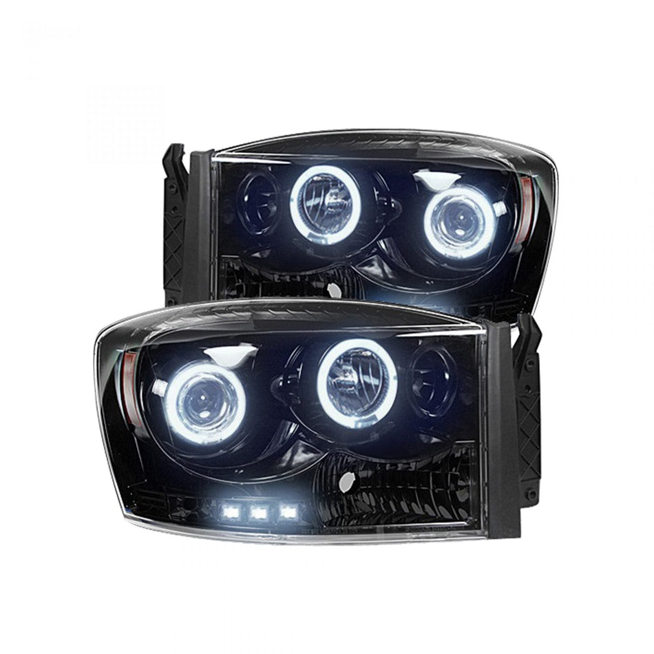 Dodge RAM 06-08 1500 &amp; 06-09 2500/3500 PROJECTOR HEADLIGHTS - Smoked / Black