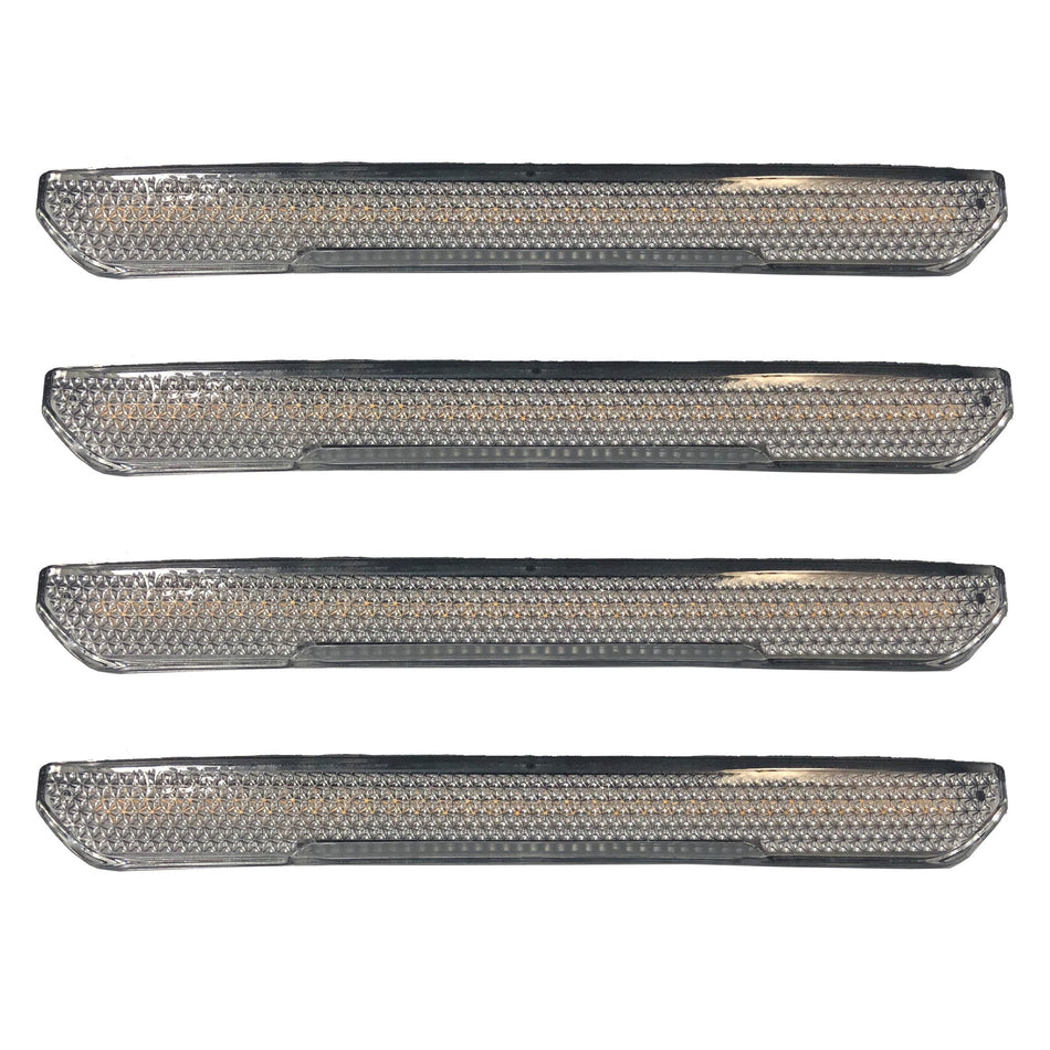 GMC 20-24 Sierra HD (4th GEN) Fender Lenses (4-Piece Set) w/ 4 White LED Lights (Attn: Fits All Single-Wheel HD & Dually Trucks) - Clear Lens w/ Chrome Trim