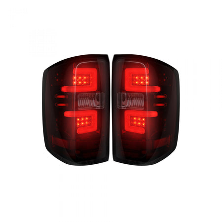 Chevy Silverado 1500 14-18 &amp; 2500/3500 14-19 Replaces OEM Halogen Tail Lights OLED Dark Red Smoked