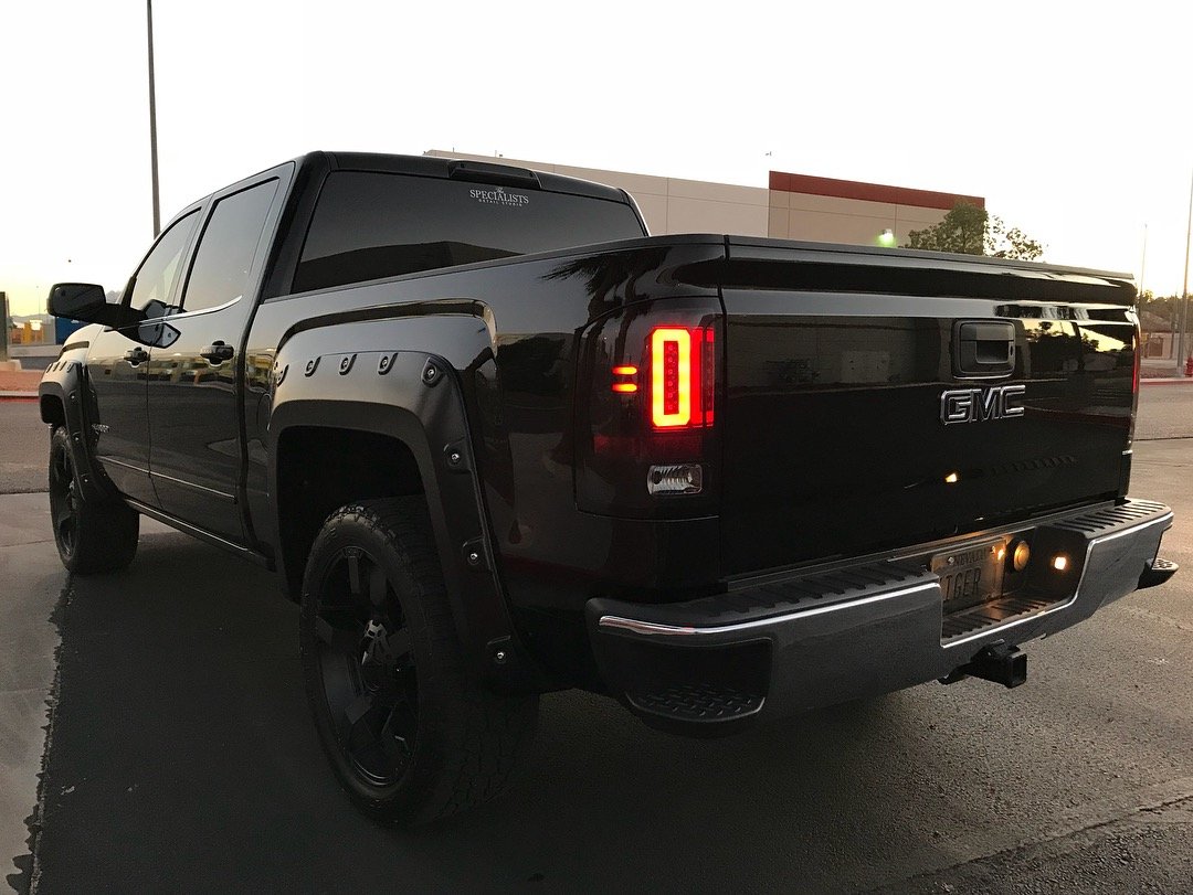 GMC Sierra 1500 14-18 &amp; 2500/3500 14-19 Tail Lights OLED in Dark Red Smoked