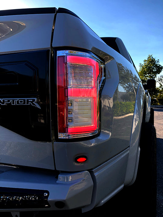 Ford F150 15-17 &amp; Raptor 17-19 (Replaces OEM LED) Tail Lights OLED Dark Red Smoked