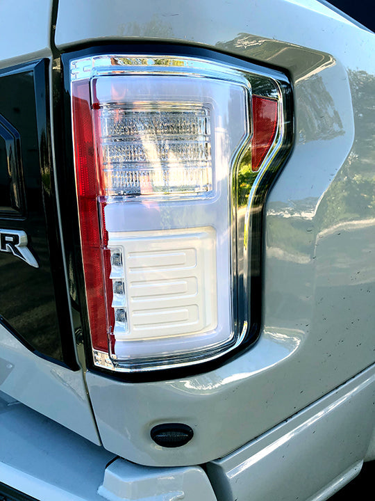 Ford F150 15-17 &amp; Raptor 17-19 (Replaces OEM LED) Tail Lights OLED Dark Red Smoked