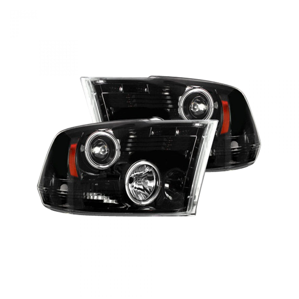 Dodge RAM 1500 09-19 &amp; 2500/3500 10-18 Projector Headlights CCFL Halos &amp; DRL Smoked/Black