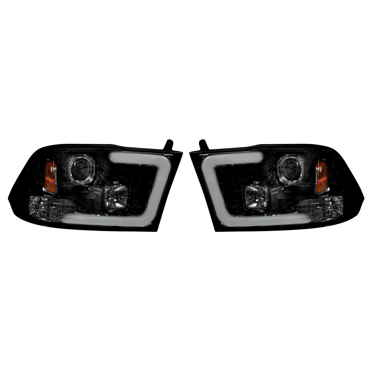 Dodge RAM 1500 09-19 &amp; 2500/3500 10-18 Projector Headlights OLED Halos &amp; DRL Smoked/Black