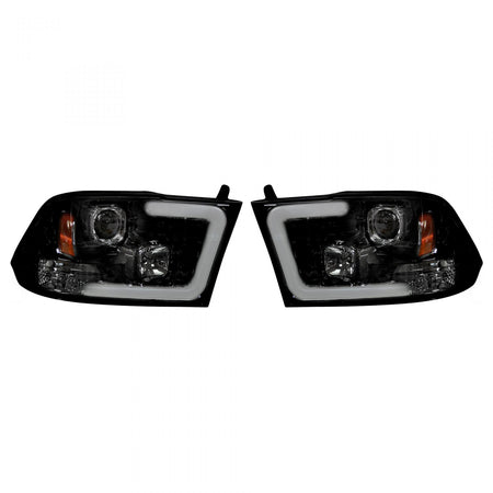 Dodge RAM 1500 09-19 &amp; 2500/3500 10-18 Projector Headlights OLED Halos &amp; DRL Smoked/Black