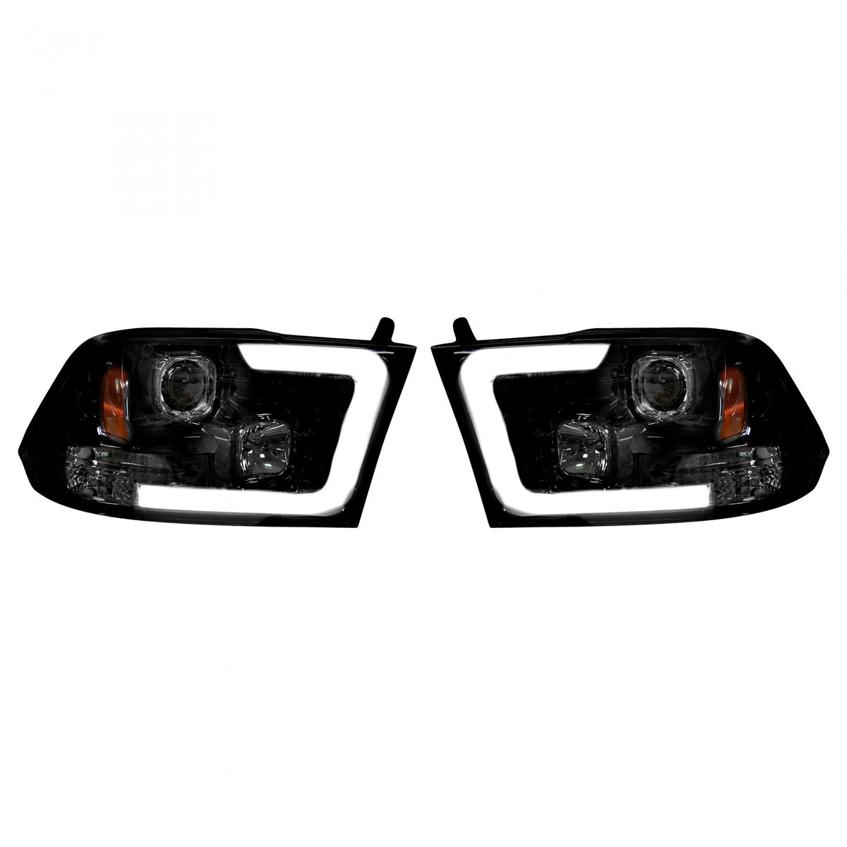 Dodge RAM 1500 09-19 &amp; 2500/3500 10-18 Projector Headlights OLED Halos &amp; DRL Smoked/Black