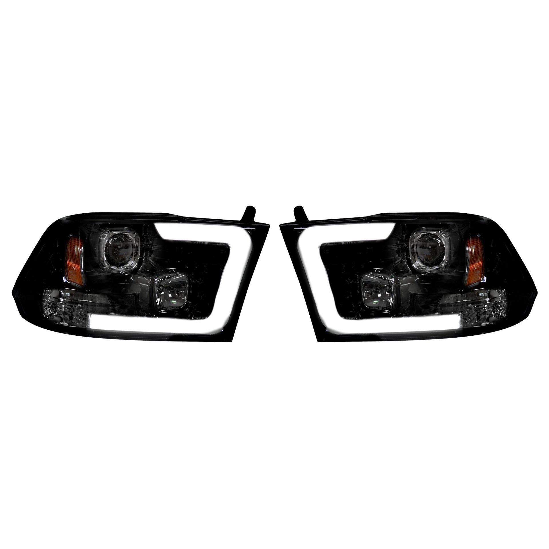 Dodge RAM 1500 09-19 &amp; 2500/3500 10-18 Projector Headlights OLED Halos &amp; DRL Smoked/Black
