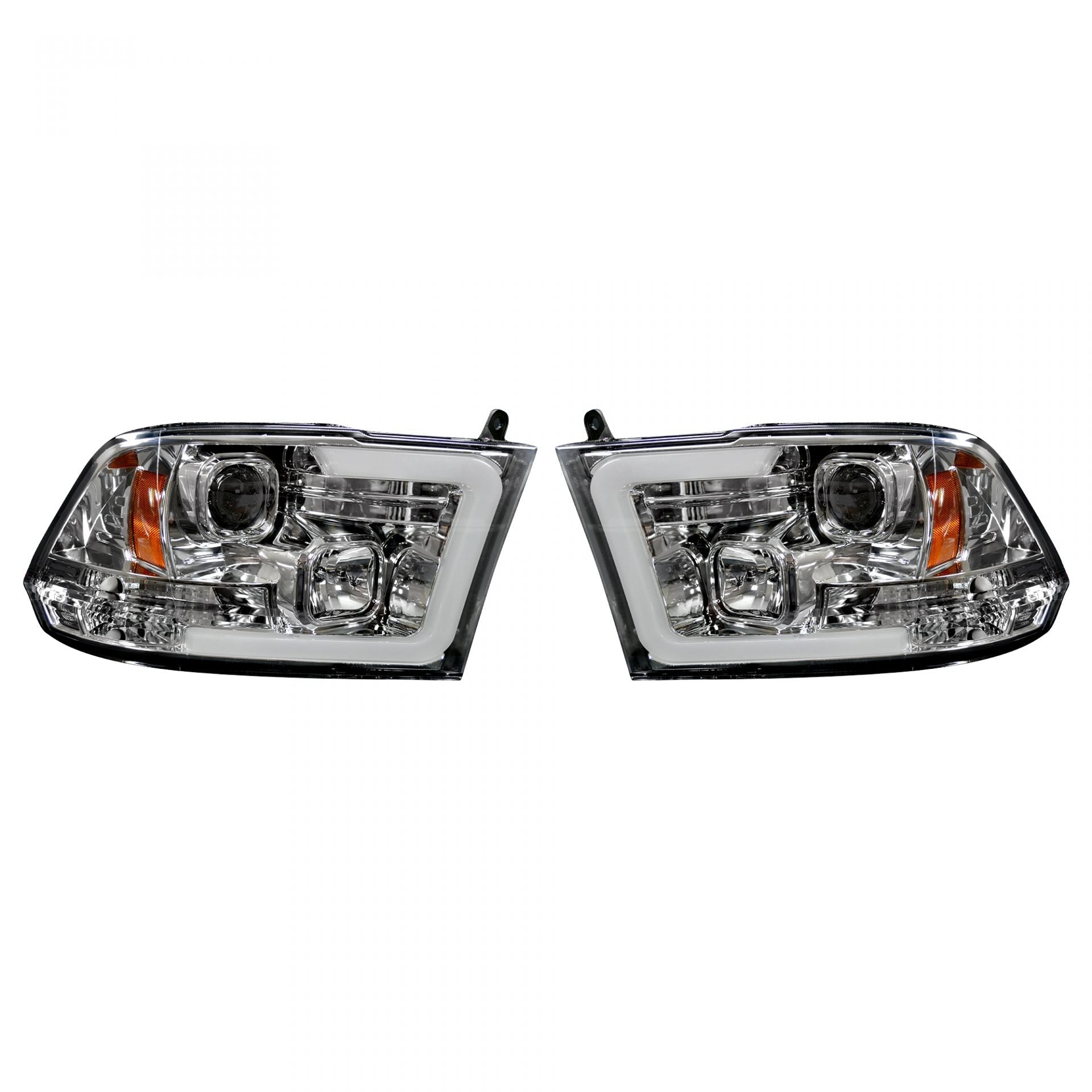 Dodge RAM 1500 09-19 &amp; 2500/3500 10-18 Projector Headlights OLED Halos &amp; DRL Smoked/Black
