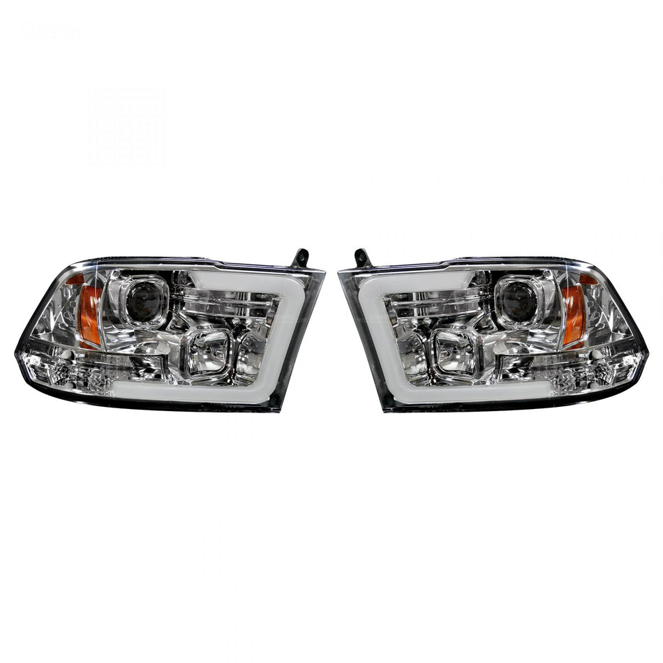 Dodge RAM 1500 09-19 &amp; 2500/3500 10-18 Projector Headlights OLED Halos &amp; DRL Smoked/Black