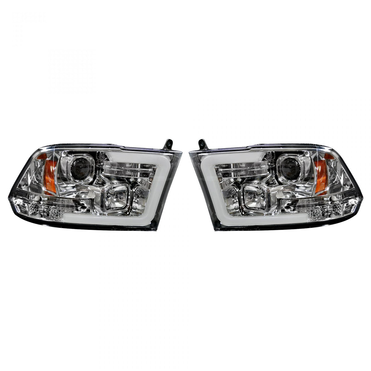 Dodge RAM 1500 09-19 &amp; 2500/3500 10-18 Projector Headlights OLED Halos &amp; DRL Smoked/Black