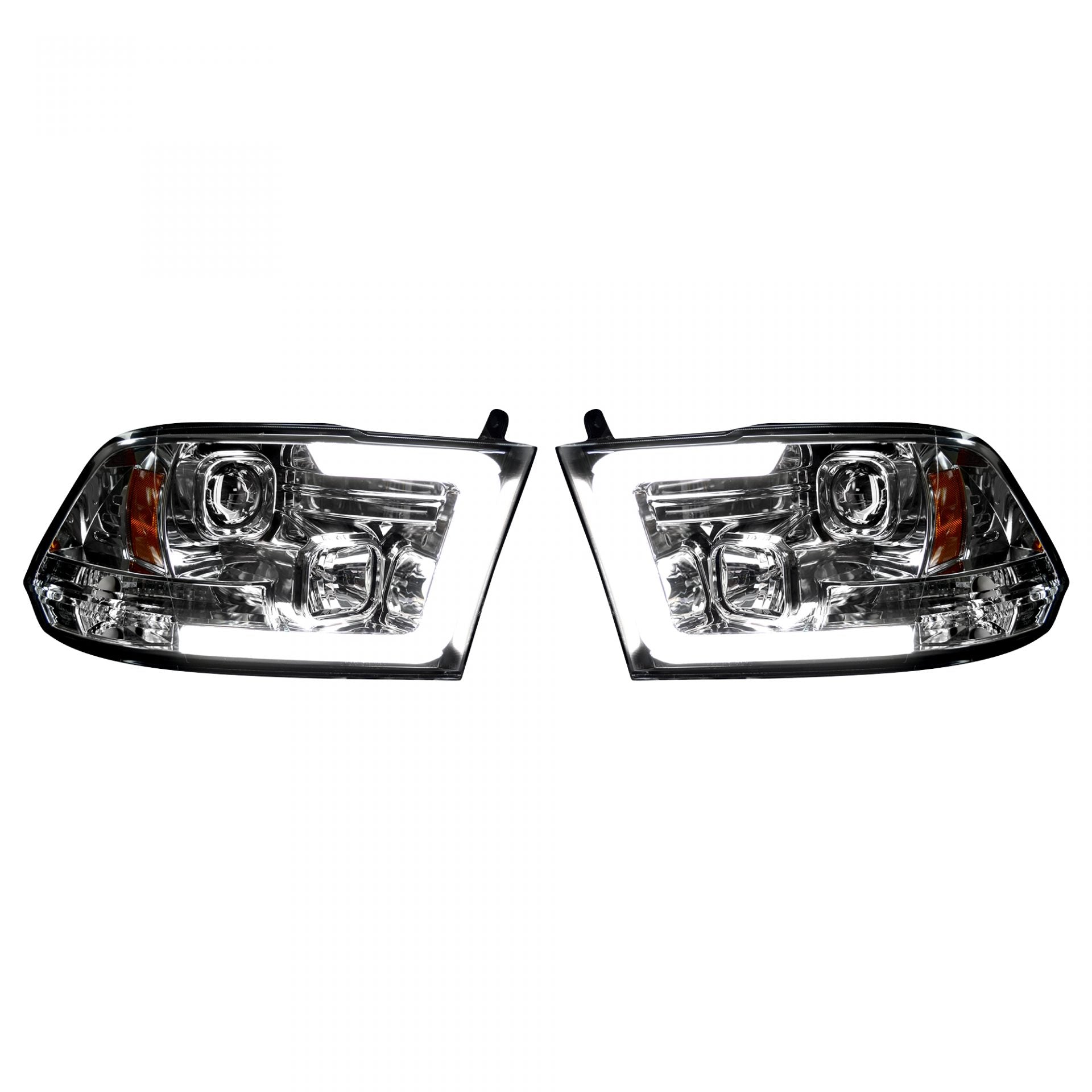 Dodge RAM 1500 09-19 &amp; 2500/3500 10-18 Projector Headlights OLED Halos &amp; DRL Smoked/Black