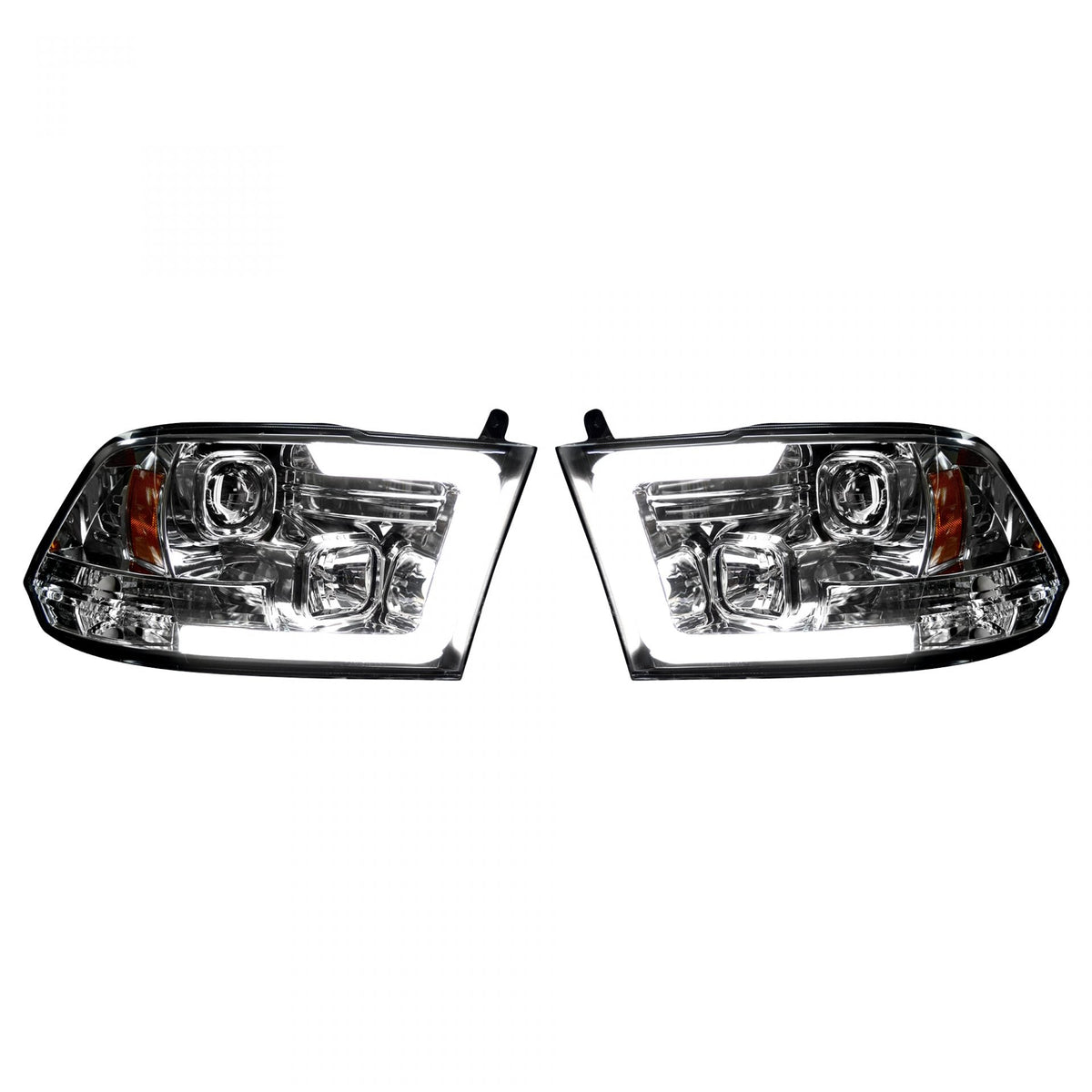Dodge RAM 1500 09-19 &amp; 2500/3500 10-18 Projector Headlights OLED Halos &amp; DRL Smoked/Black