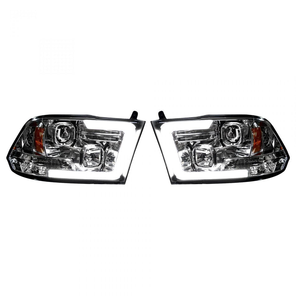Dodge RAM 1500 09-19 &amp; 2500/3500 10-18 Projector Headlights OLED Halos &amp; DRL Smoked/Black