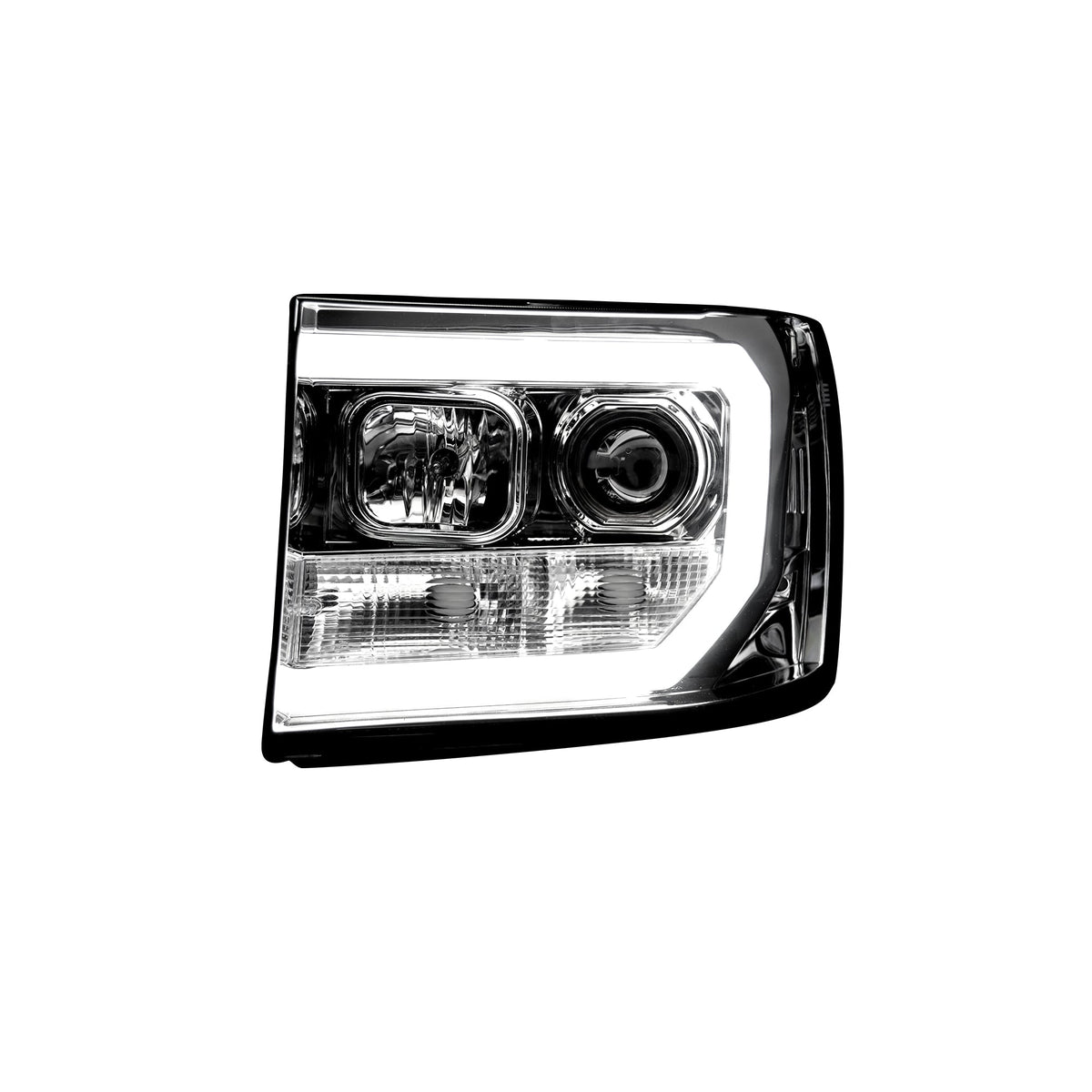 GMC Sierra 07-13 Projector Headlights OLED Halos &amp; DRL Clear/Chrome