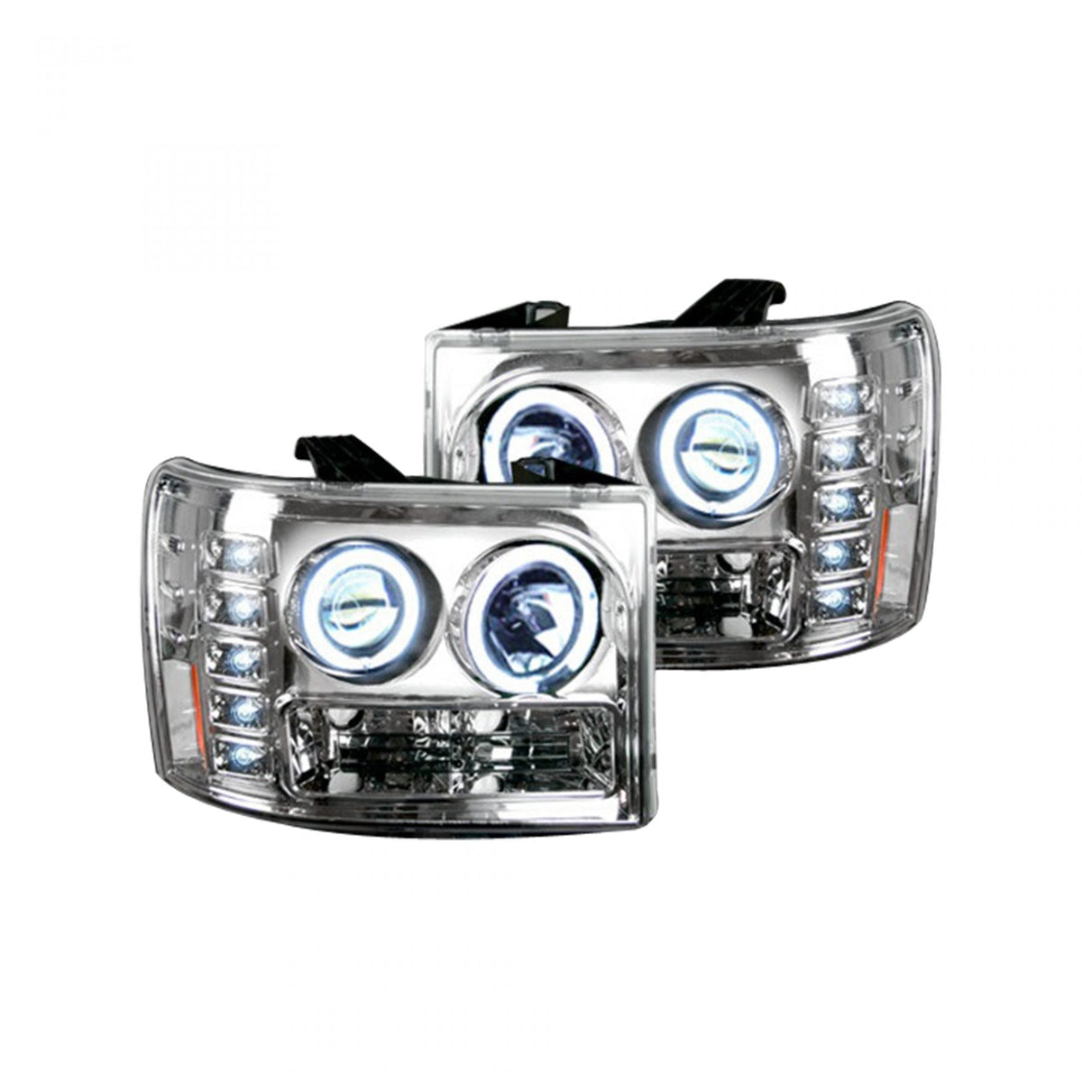 GMC Sierra 07-13 (2nd GEN) PROJECTOR HEADLIGHTS w/ CCFL HALOS &amp; DRL - Clear / Chrome