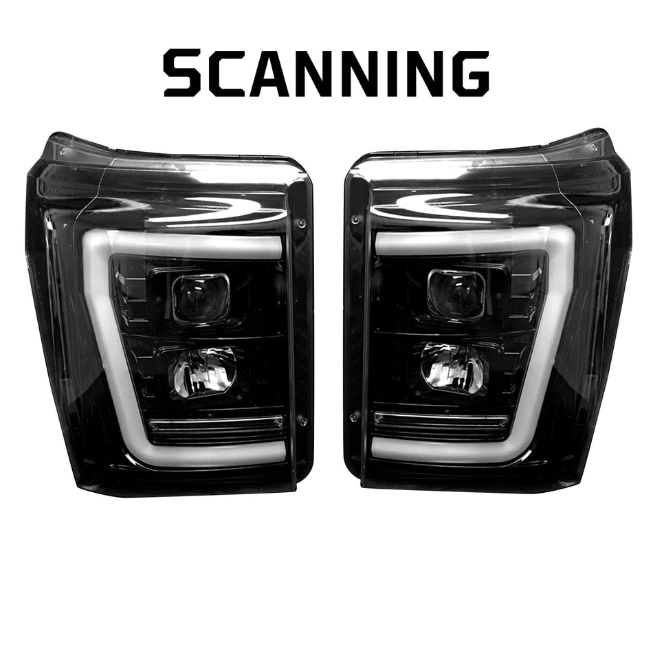 Ford Super Duty 11-16 Projector Headlights OLED DRL LED Signals Smoked/Black