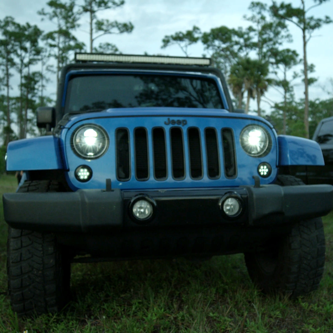 Jeep JK Wrangler 07-18 Projector Headlights LED in Smoked/Black