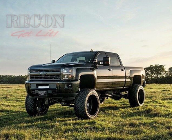 Chevy Silverado 1500 14-16 Projector Headlights OLED Halos, DRL Smoked/Black