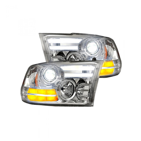 Dodge RAM 1500 14-19 &amp; 2500/3500 15-18 Projector Headlights OLED DRL, LED Clear/Chrome