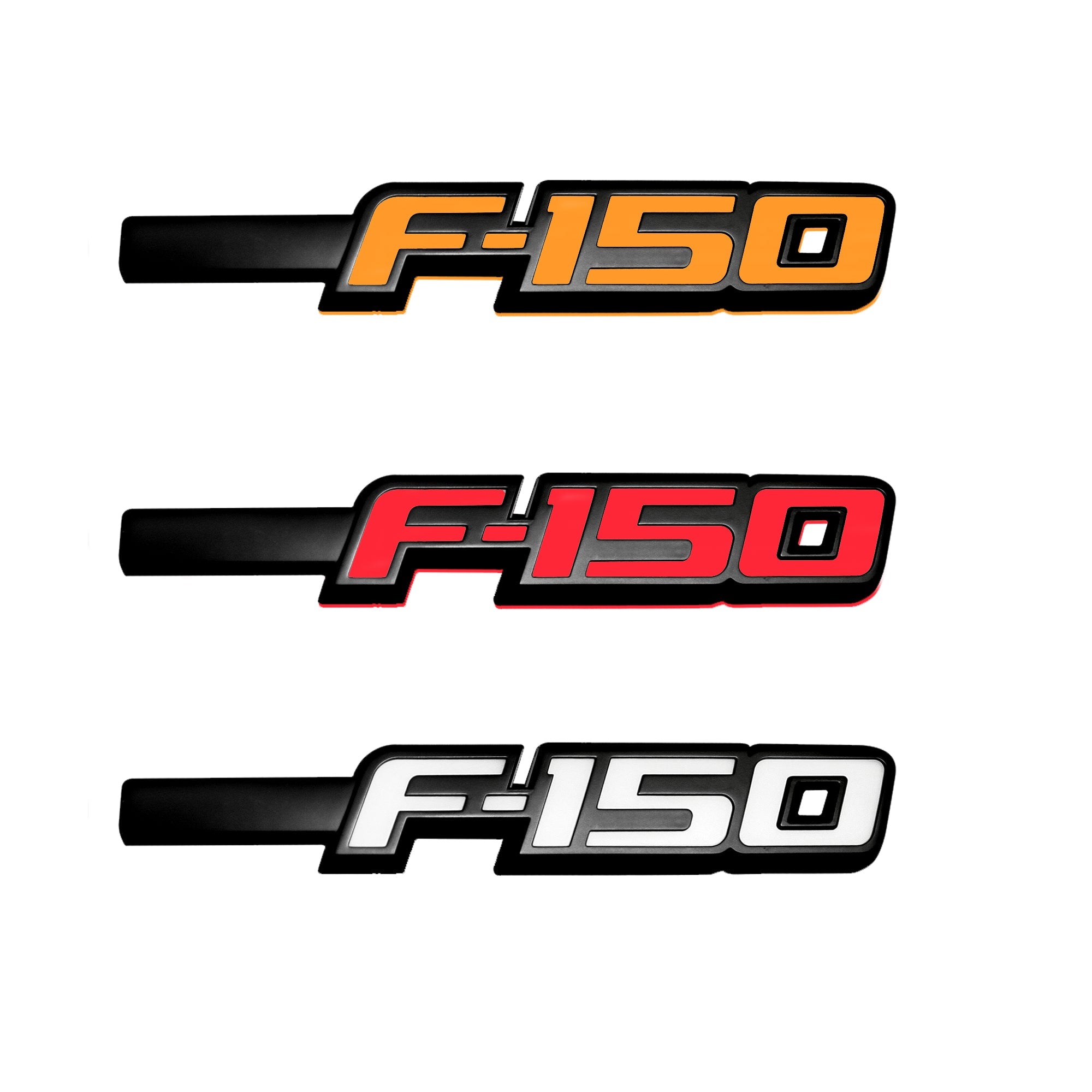 Ford F350 11-16 Illuminated Emblems Black Chrome in Amber, Red &amp; White